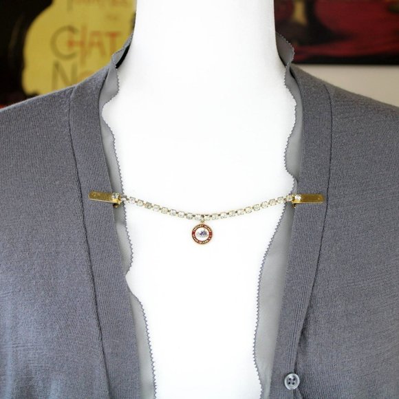 Vintage New York Souvenir Sweater Guard Rhinestone Clip 1960s Grand Island J30 - Picture 4 of 9